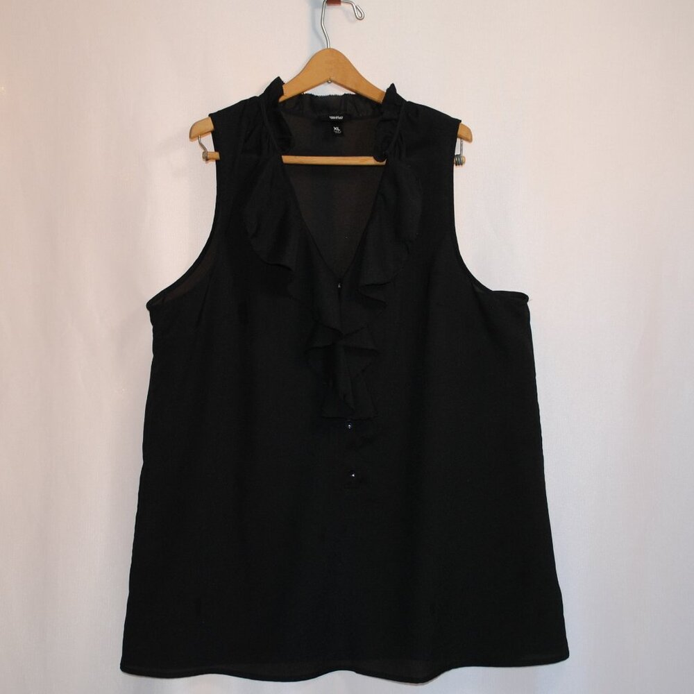 Mossimo Women's Sleeveless Black Ruffled Blouse (XL)